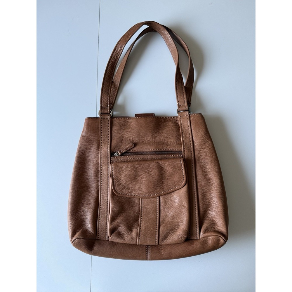 VTG Fossil 1954 #75082 Brown Pebbled Leather Messenger Purse Handbag‎